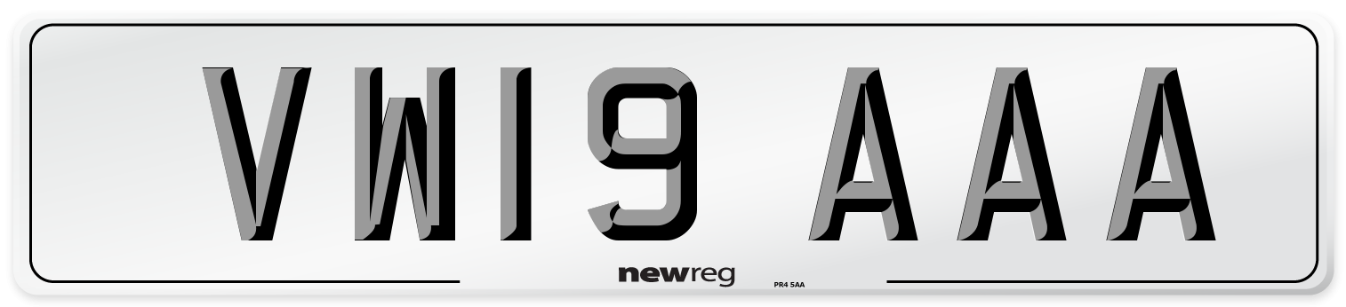 VW19 AAA Number Plate from New Reg